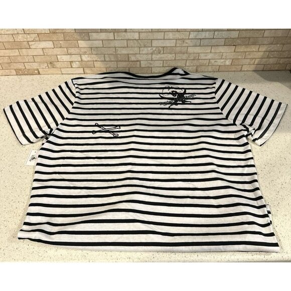DISNEY SHIRT NEW MENS L WHITE PIRATES OF THE CARIBBEAN Dead STRIPED PARKS NWT - Picture 4 of 5